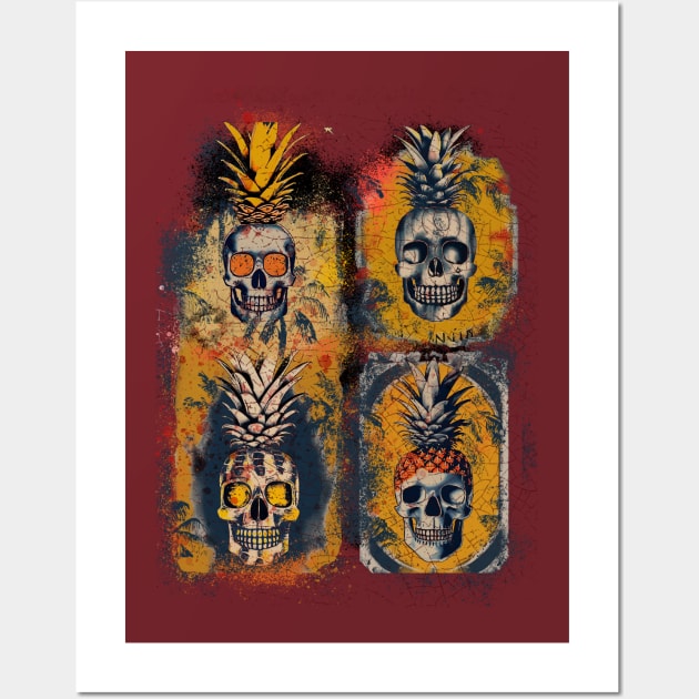 Pineapple skulls 1 Wall Art by Midcenturydave